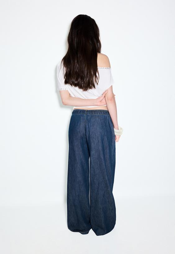 pantalon fluido denim cordon