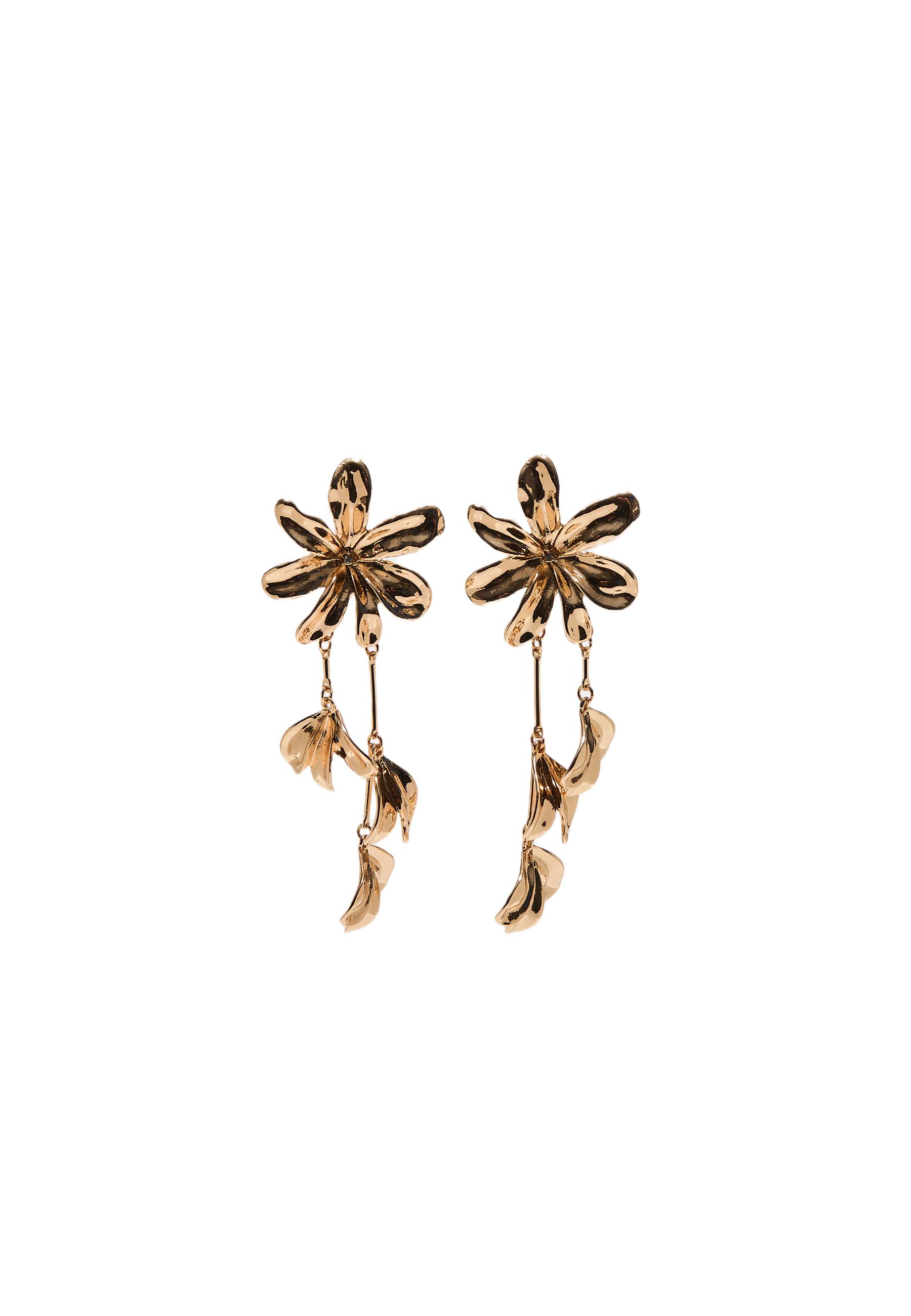 Flower dangle earrings — Gold