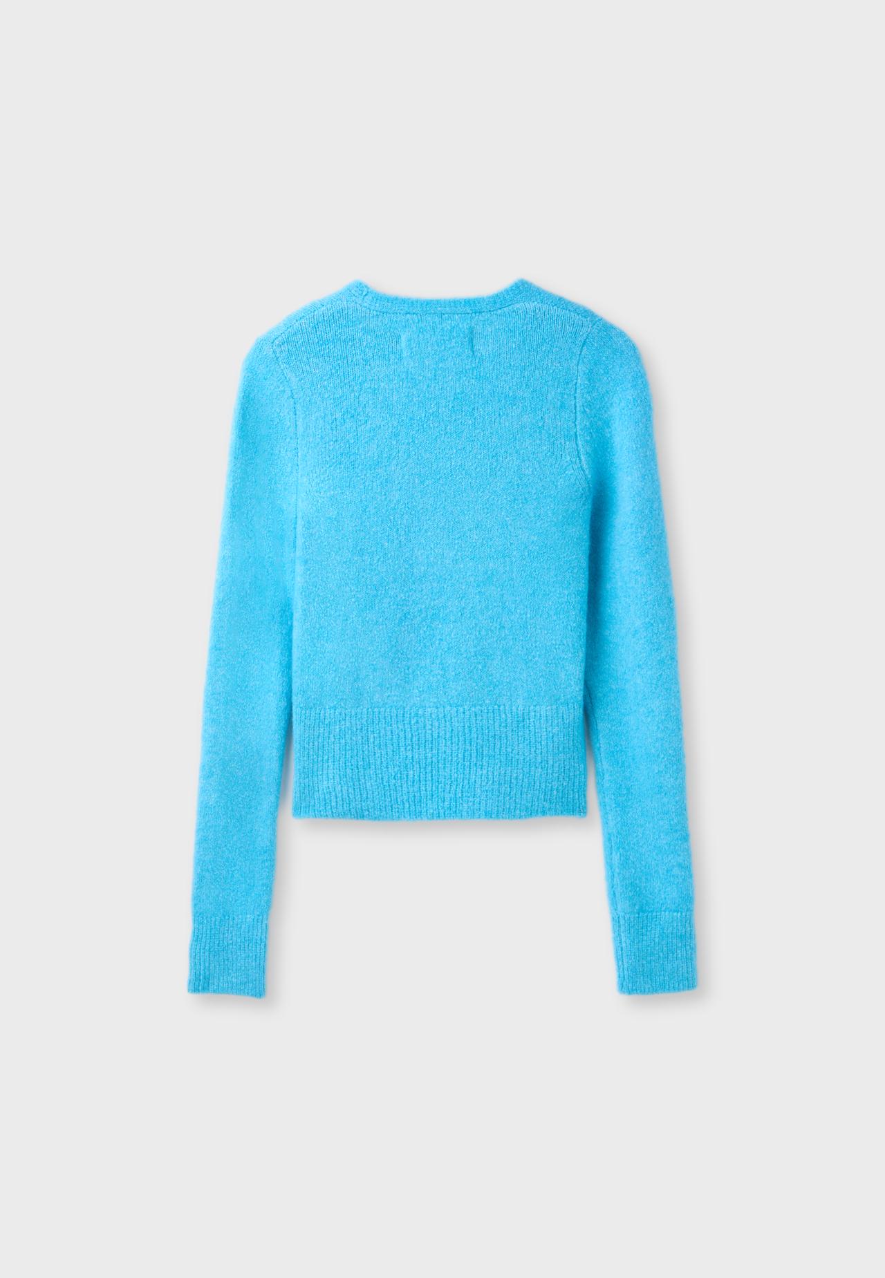 Cross-over button knit cardigan — Turquoise