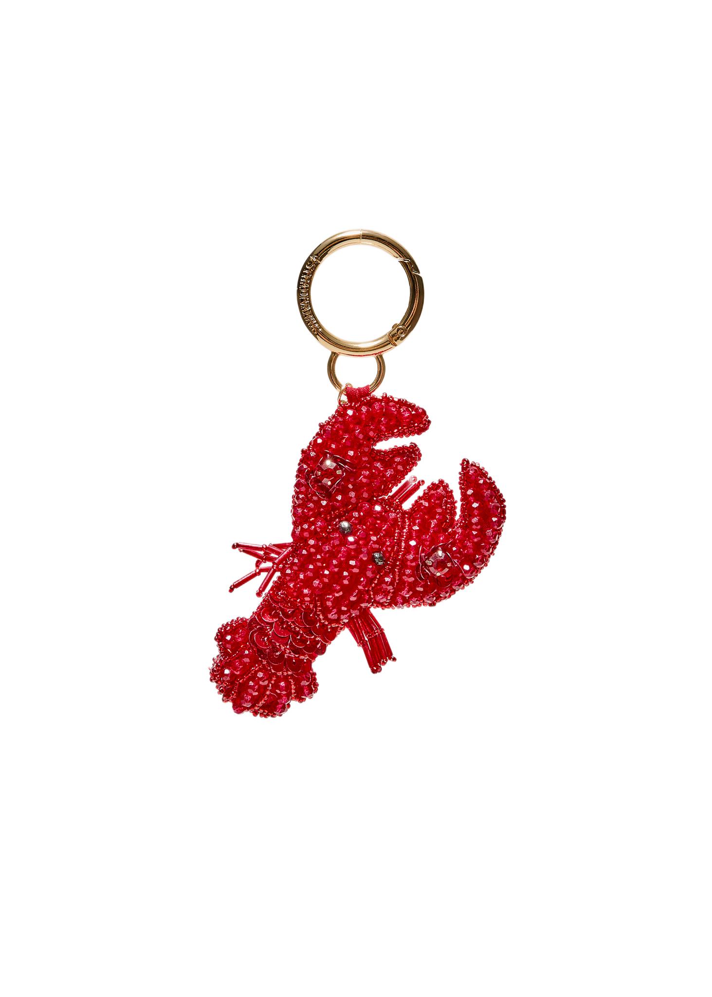 Beaded lobster charm — Red