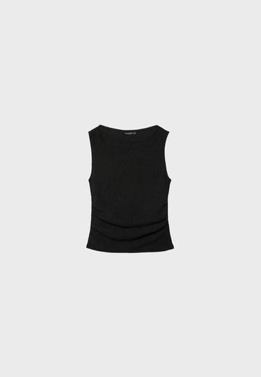 Textured ruched top — Black 7