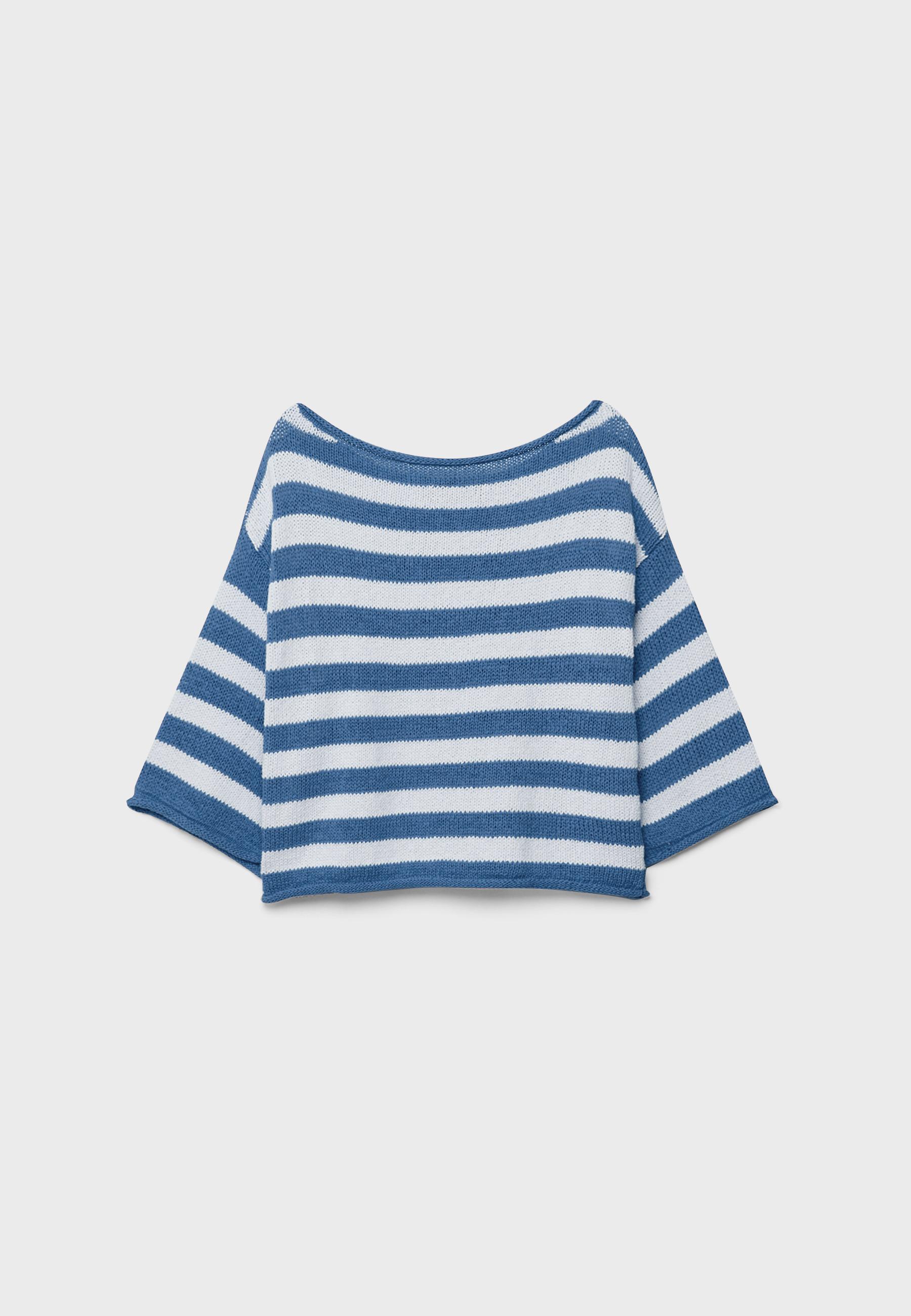 Boat neck knit sweater — Royal blue