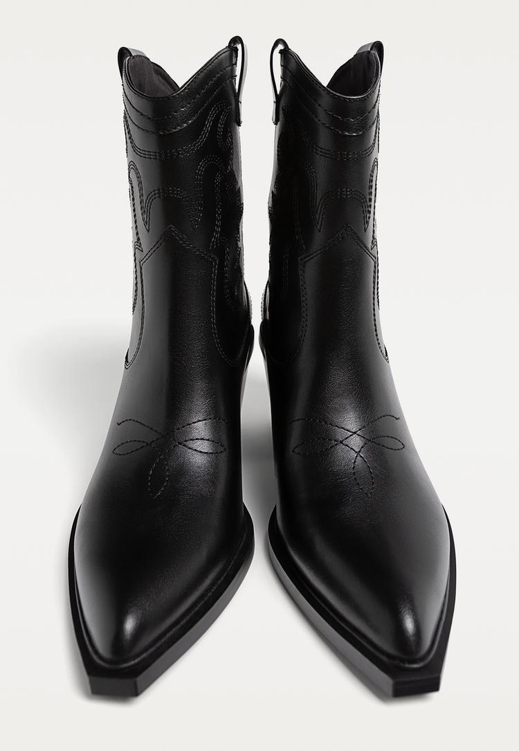 heeled cowboy ankle boots