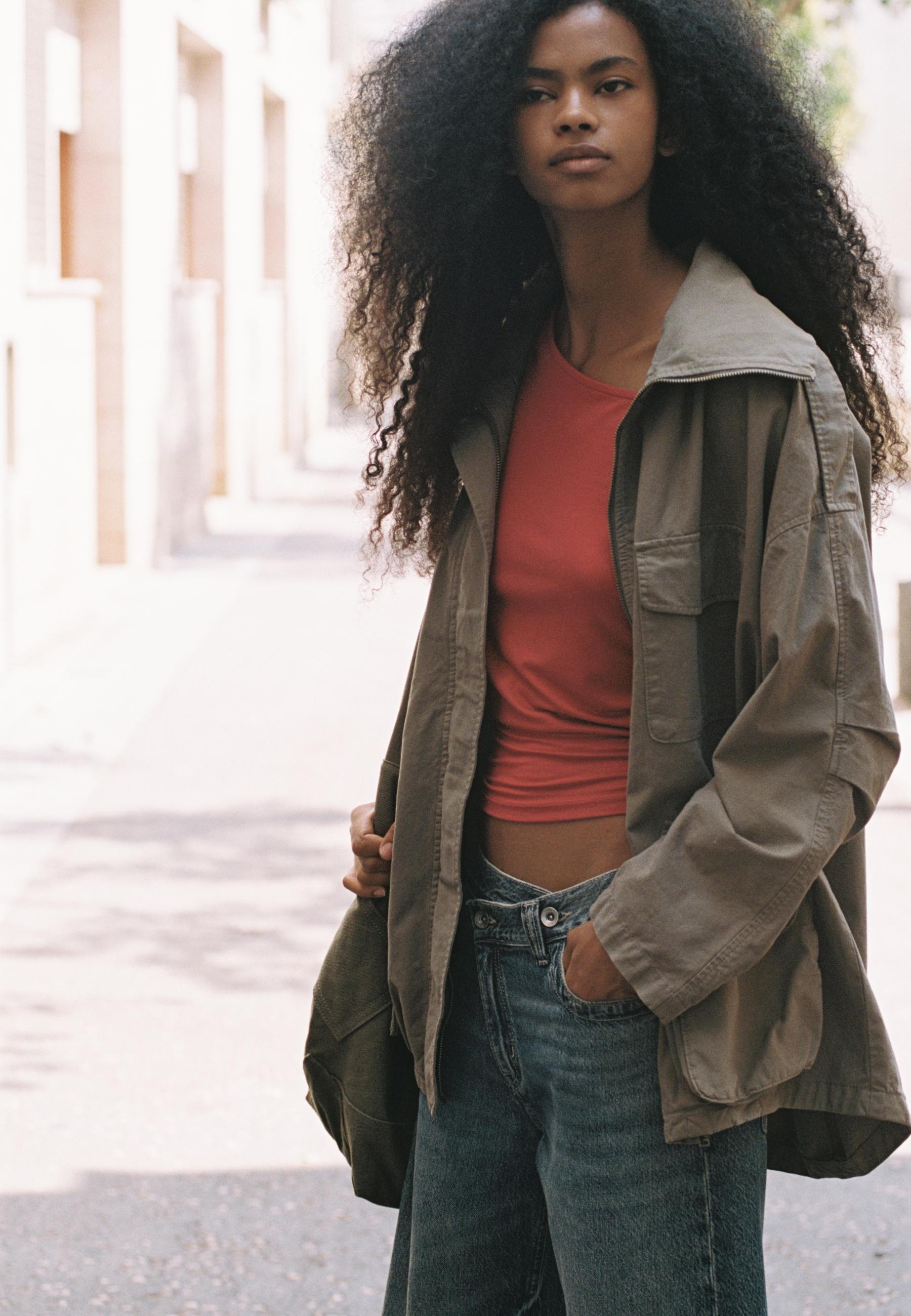 Oversize parka with pockets — Khaki