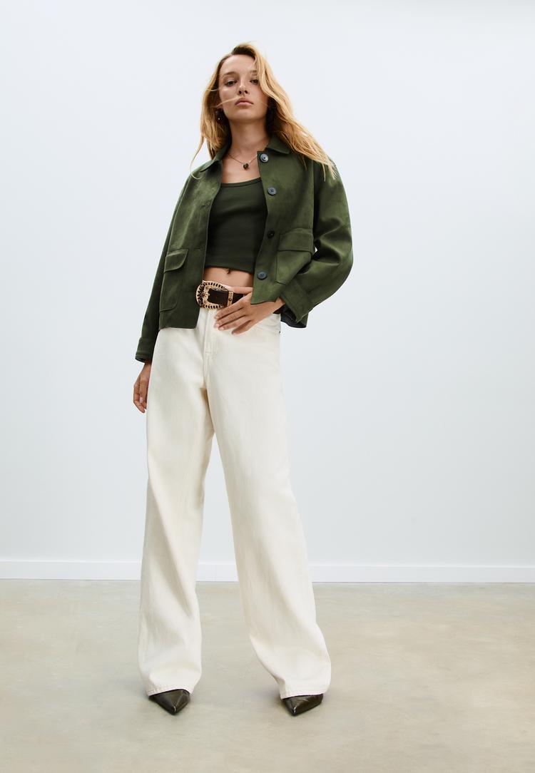blouson suedine a poches