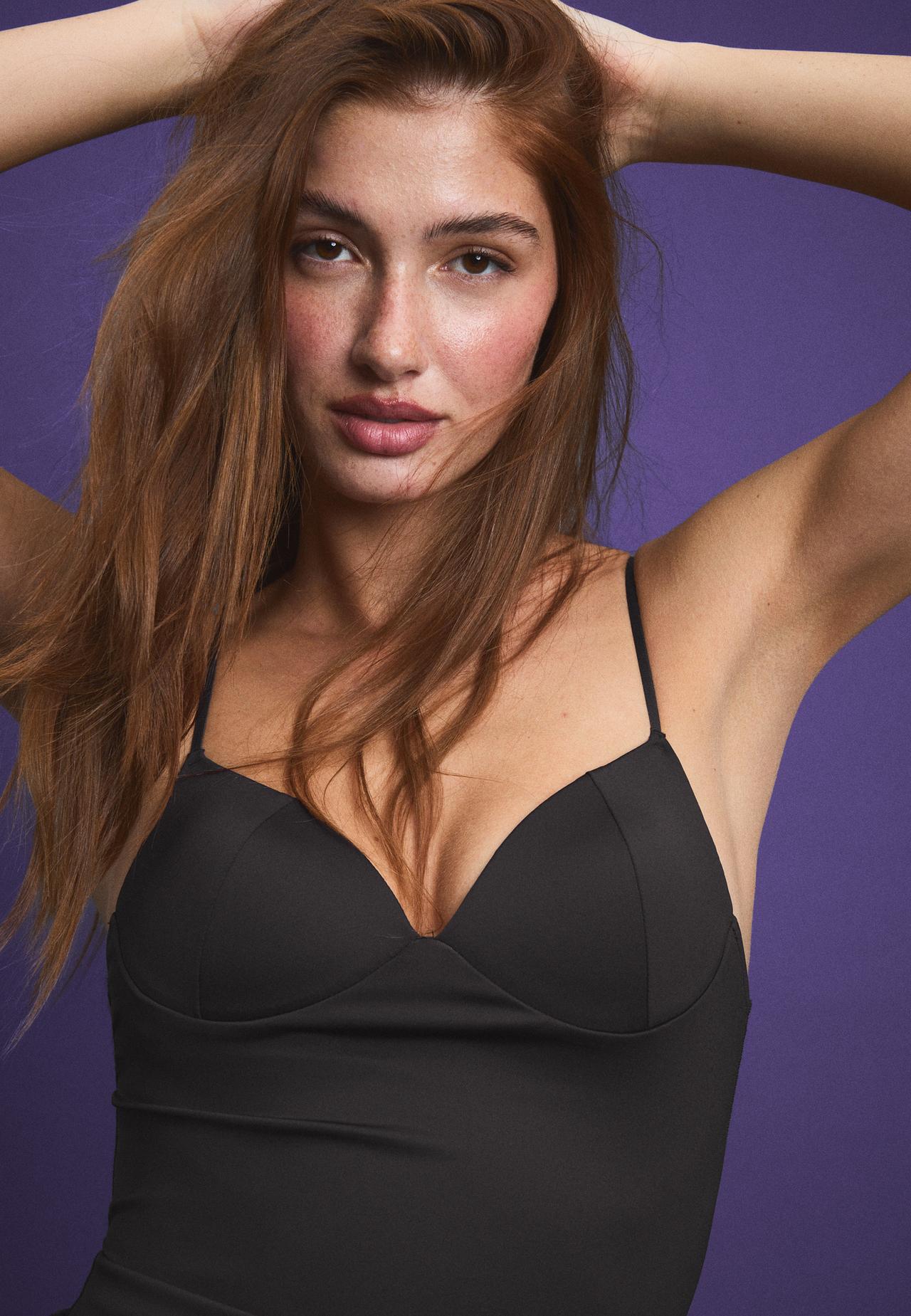 Corsetry-inspired top — Brown