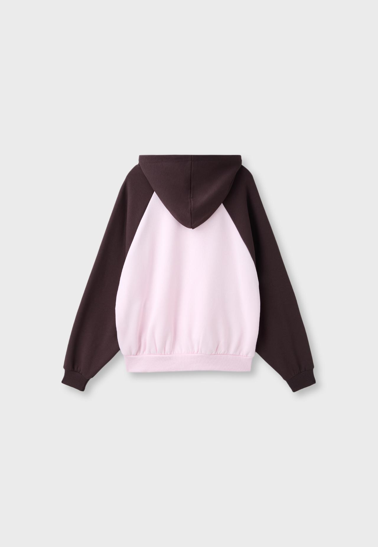 Contrast raglan sleeve sweatshirt — Pastel pink
