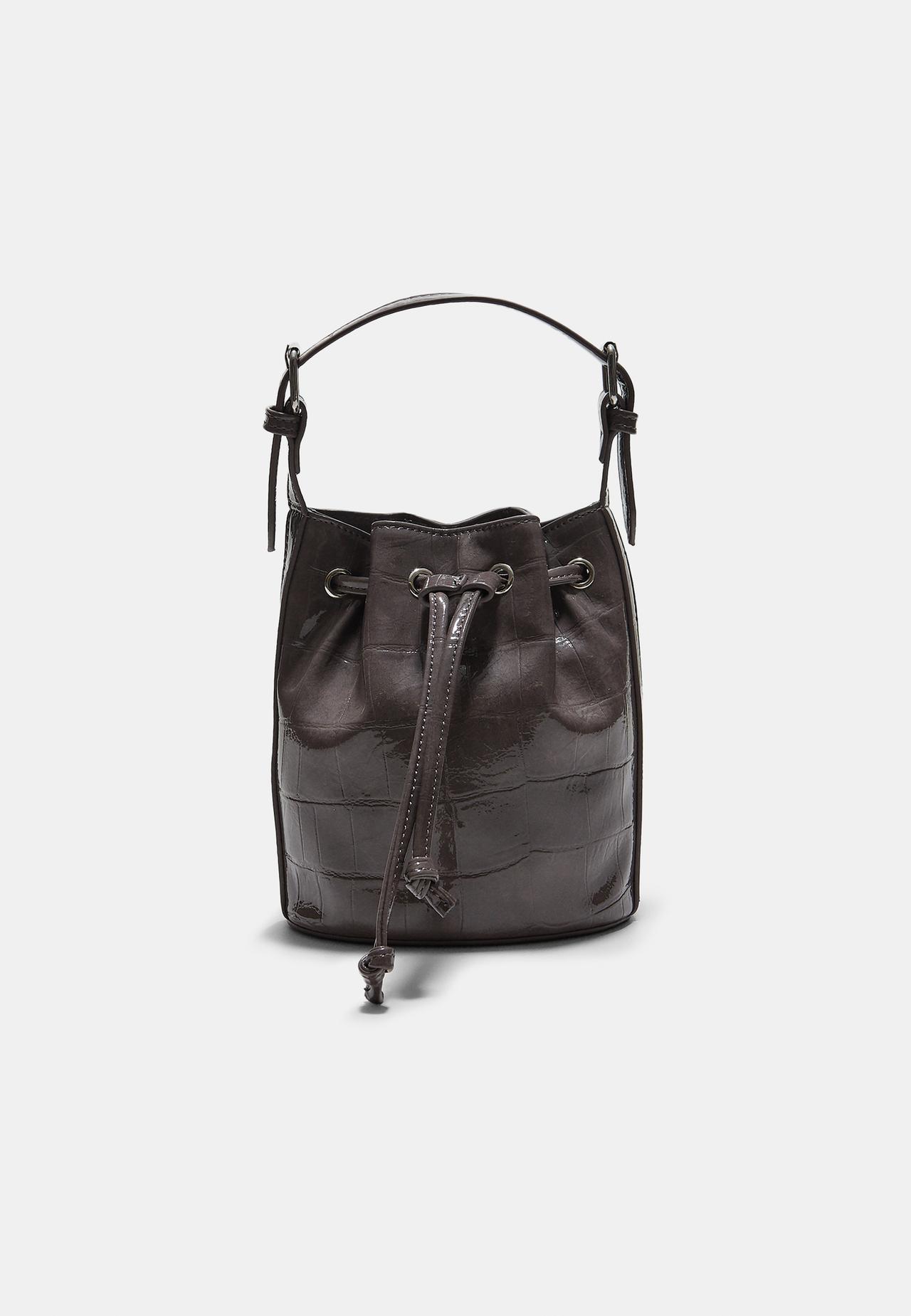 Mock croc bucket bag — Dark grey