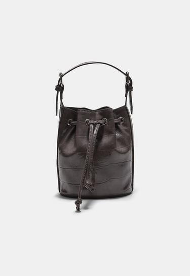 Mock croc bucket bag — Dark grey 1