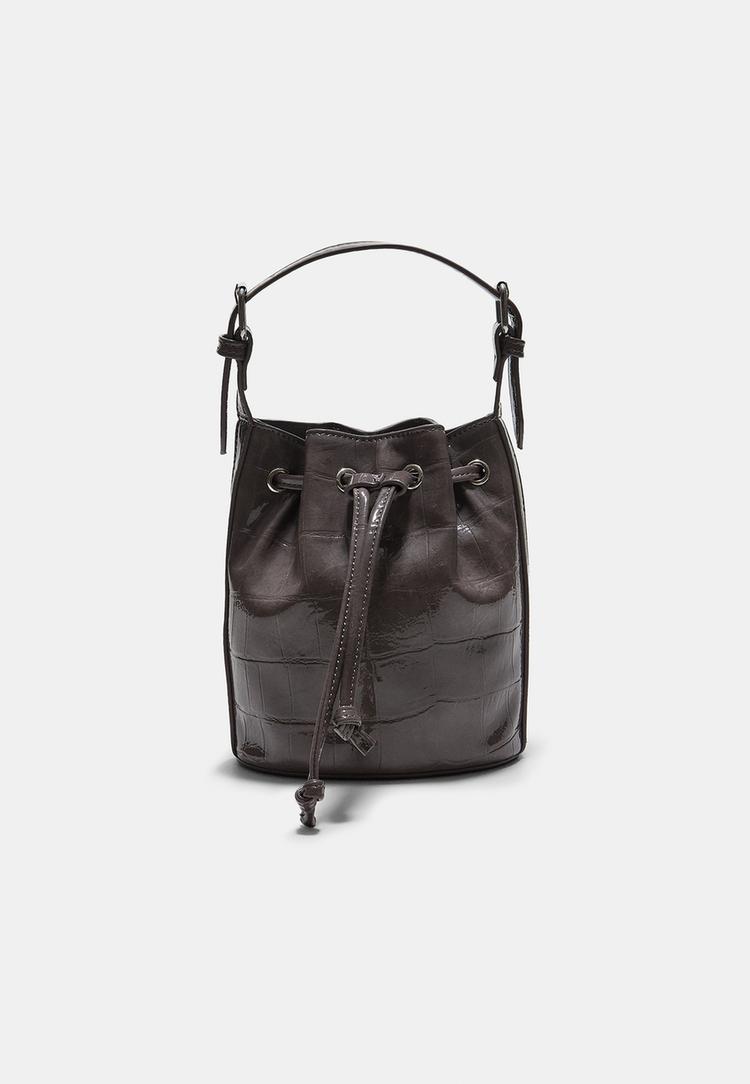 Stradivarius Bucketbag met krokomotief  Donkergrijs OS