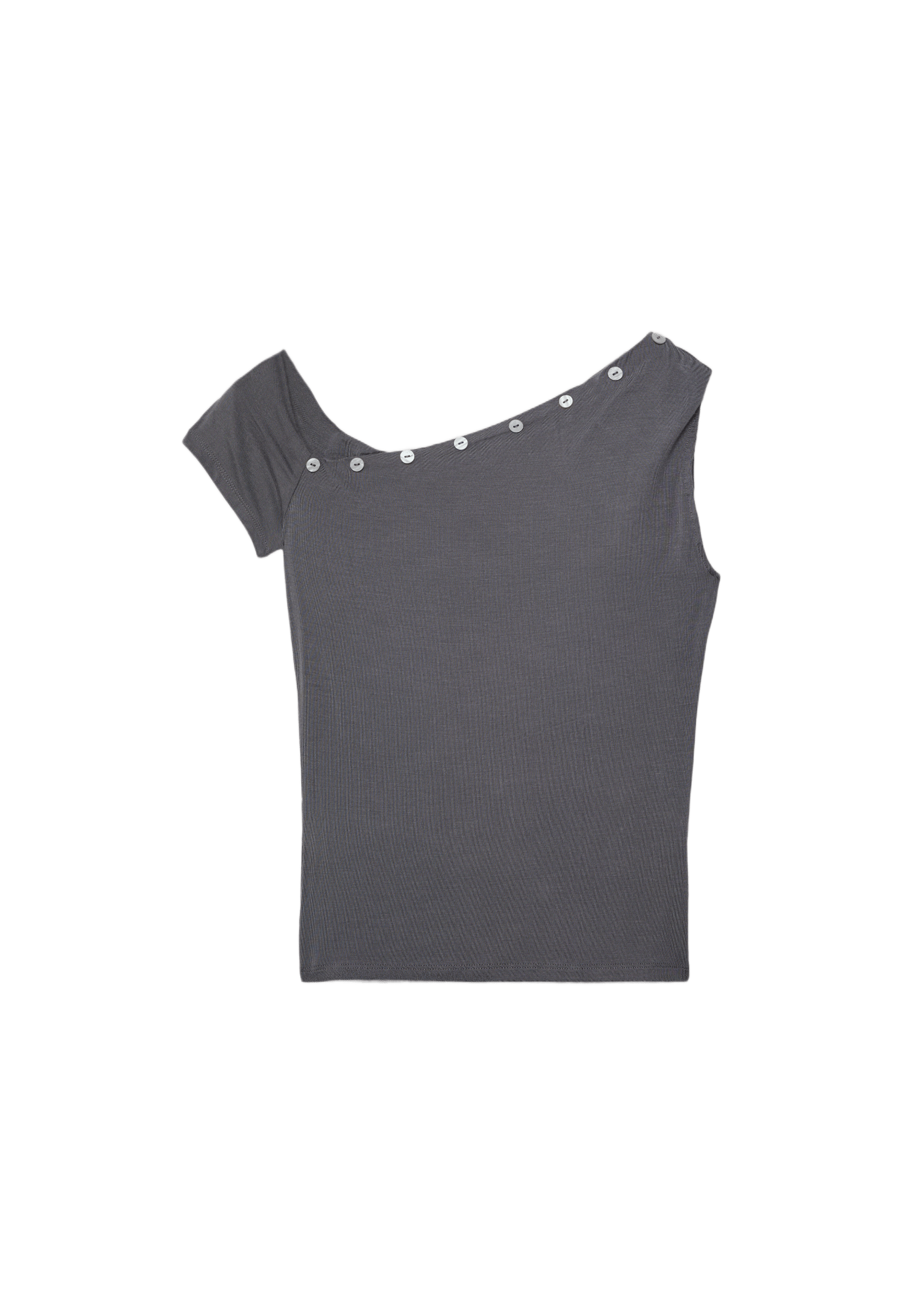 Asymmetric button T-shirt — Dark grey