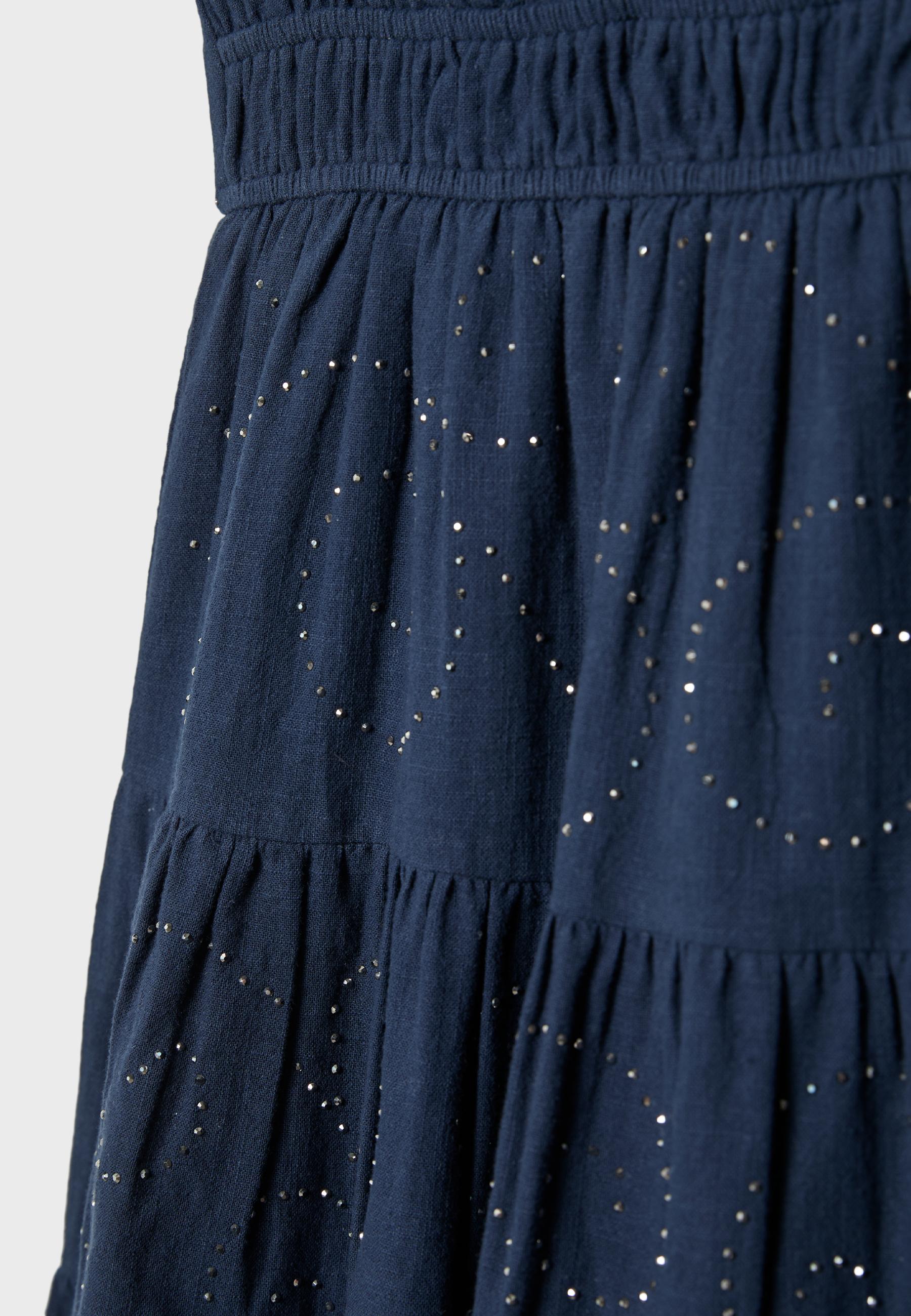 Short dress with shimmery detail and open back — Dark blue