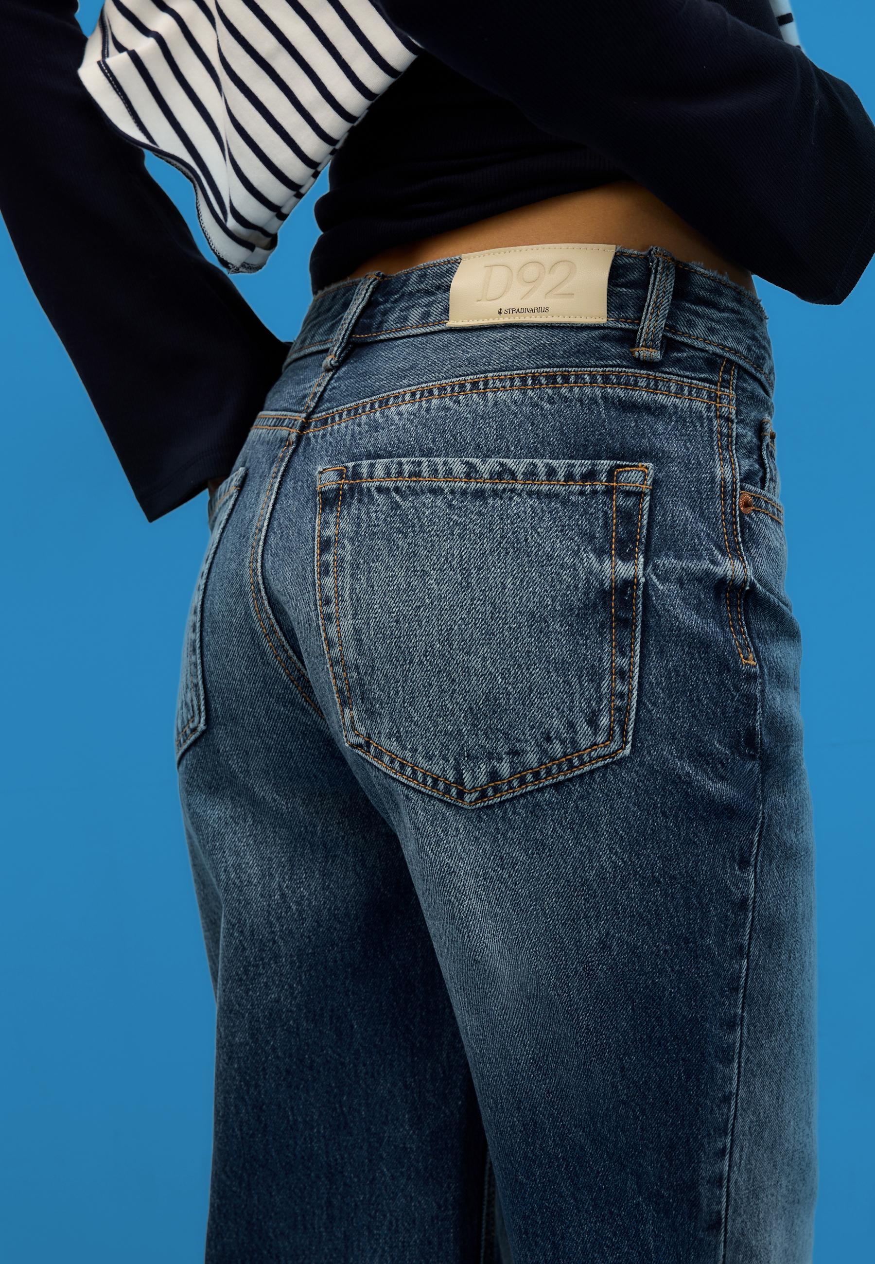 D92 Ripped straight wide-leg jeans — RINSE BLUE DENIM