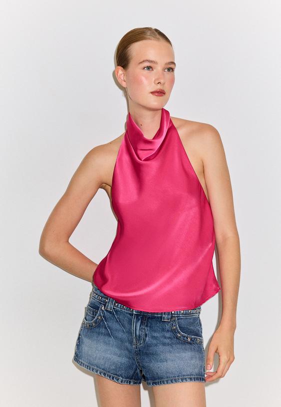 Saten halter top