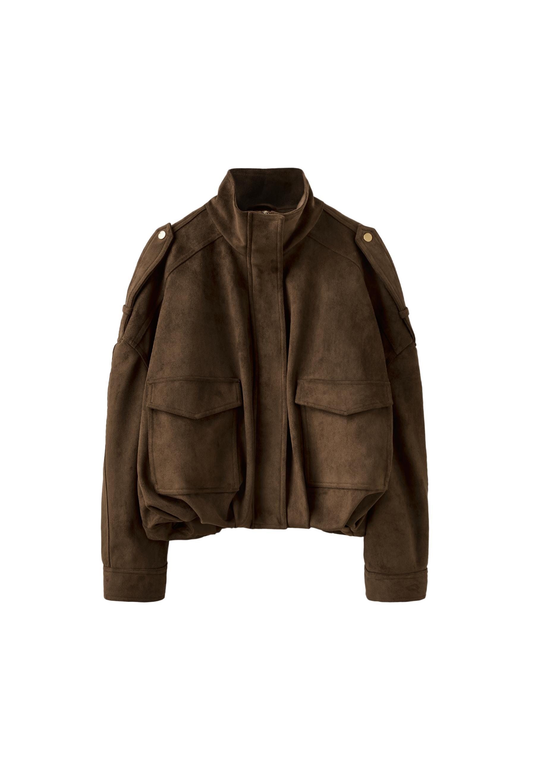 Oversize faux suede jacket — Brown