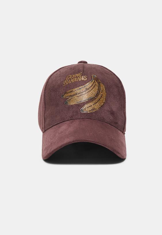 cappello con scritta effetto camoscio