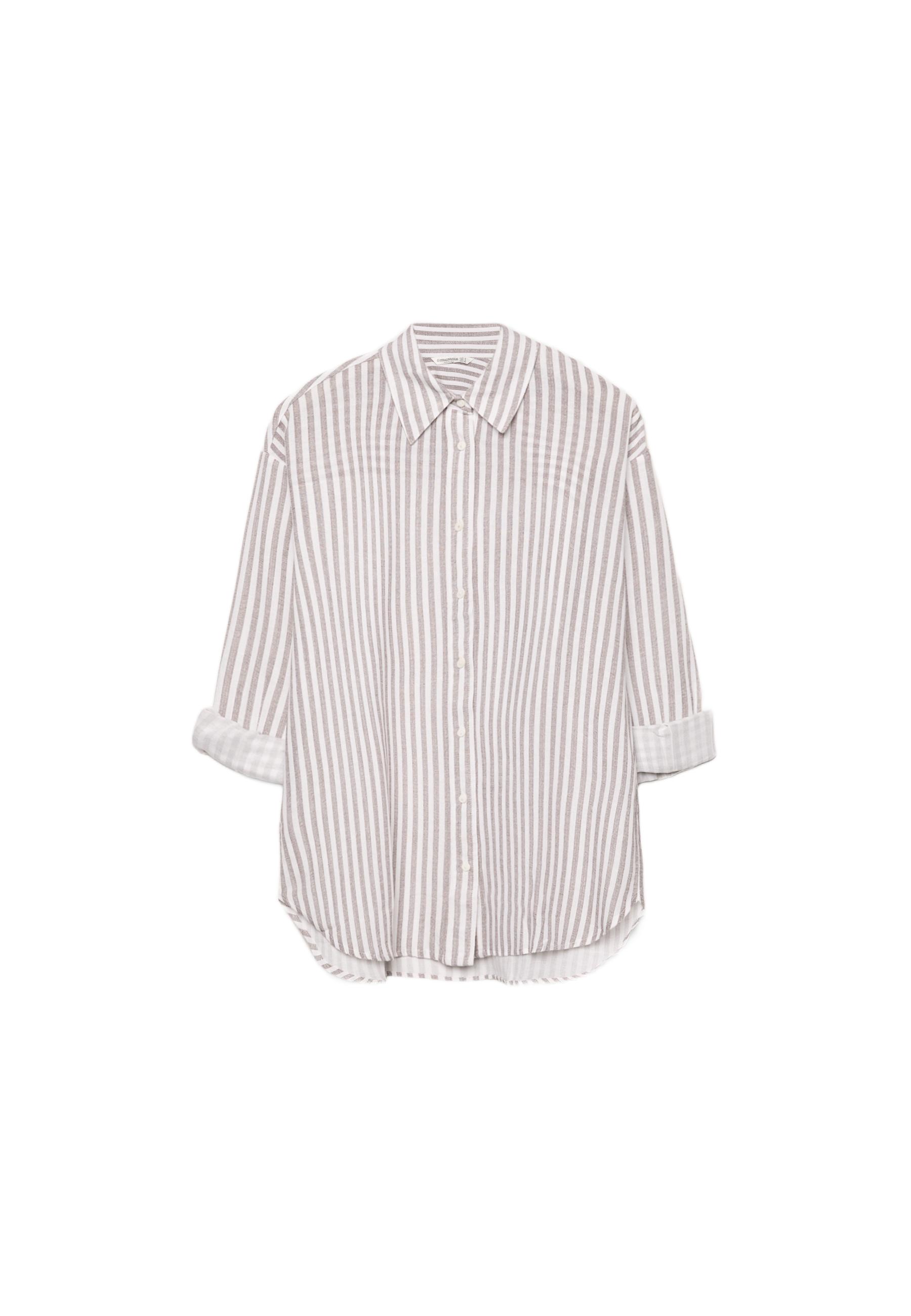 Linen-effect shirt — Brown