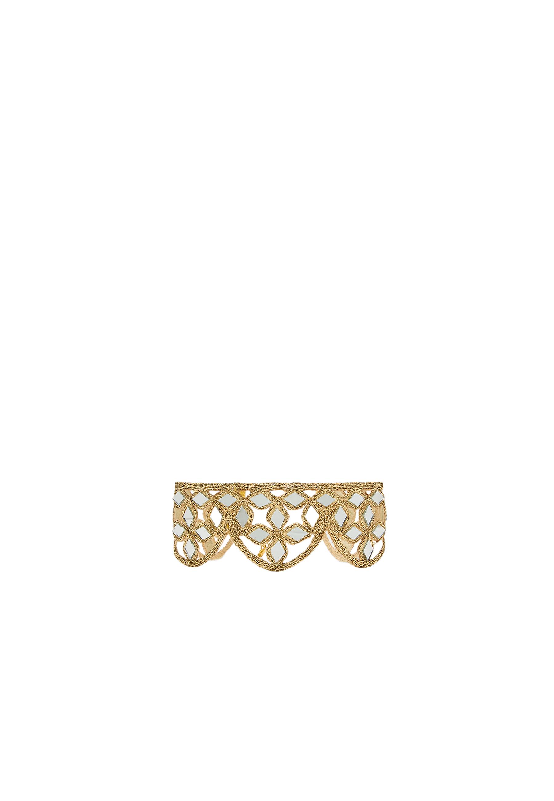 Scalloped mirror choker necklace — Gold