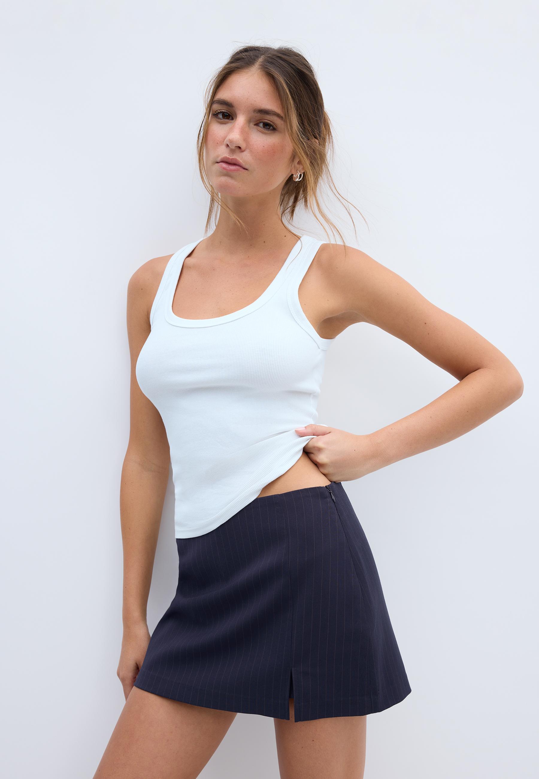 Skort with side split — Navy blue
