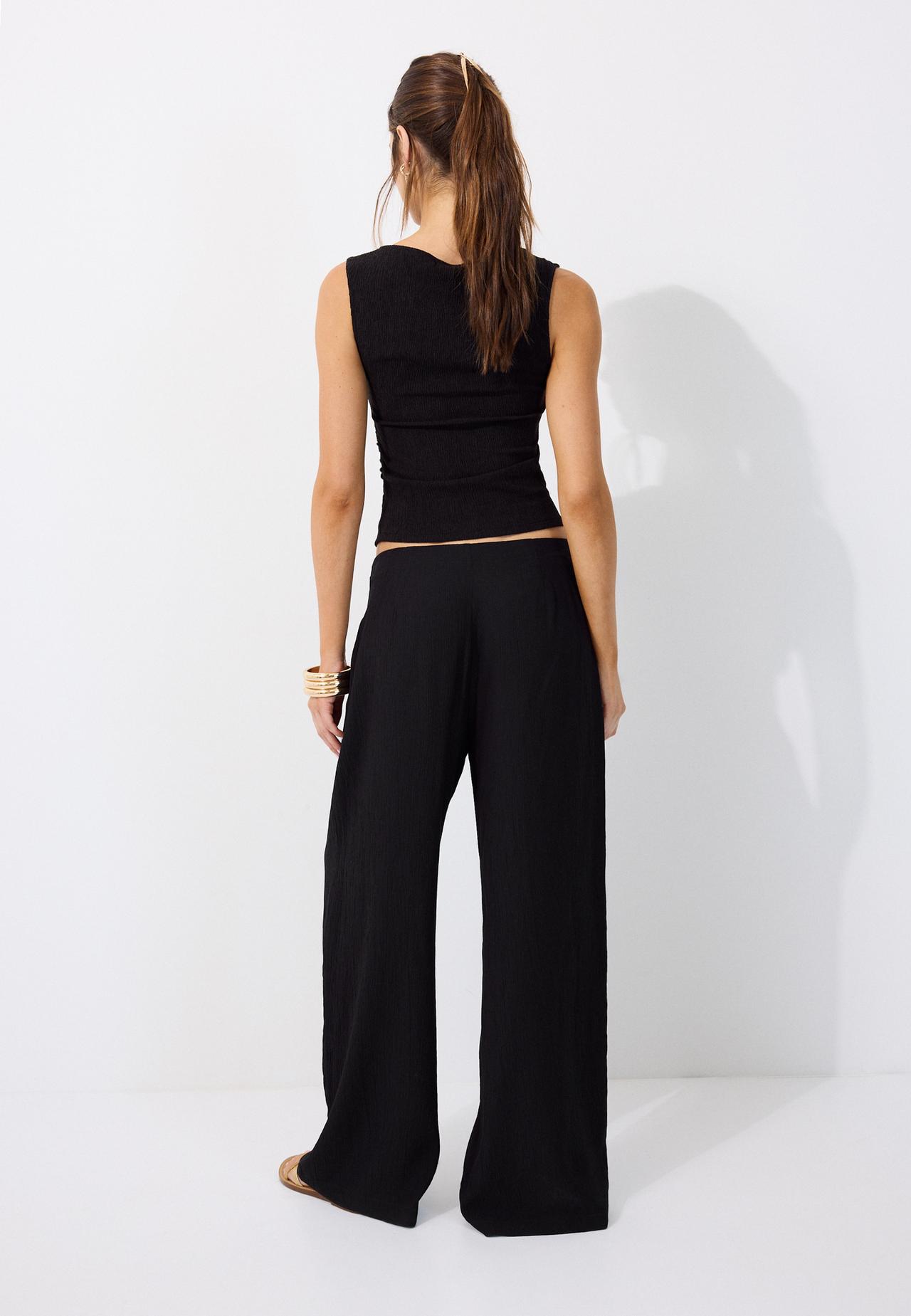 Flowing sarong-style trousers — Black