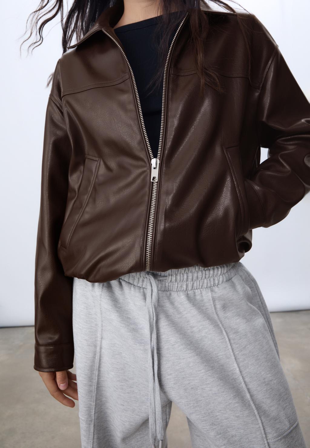 Oversize-Blouson aus Kunstleder