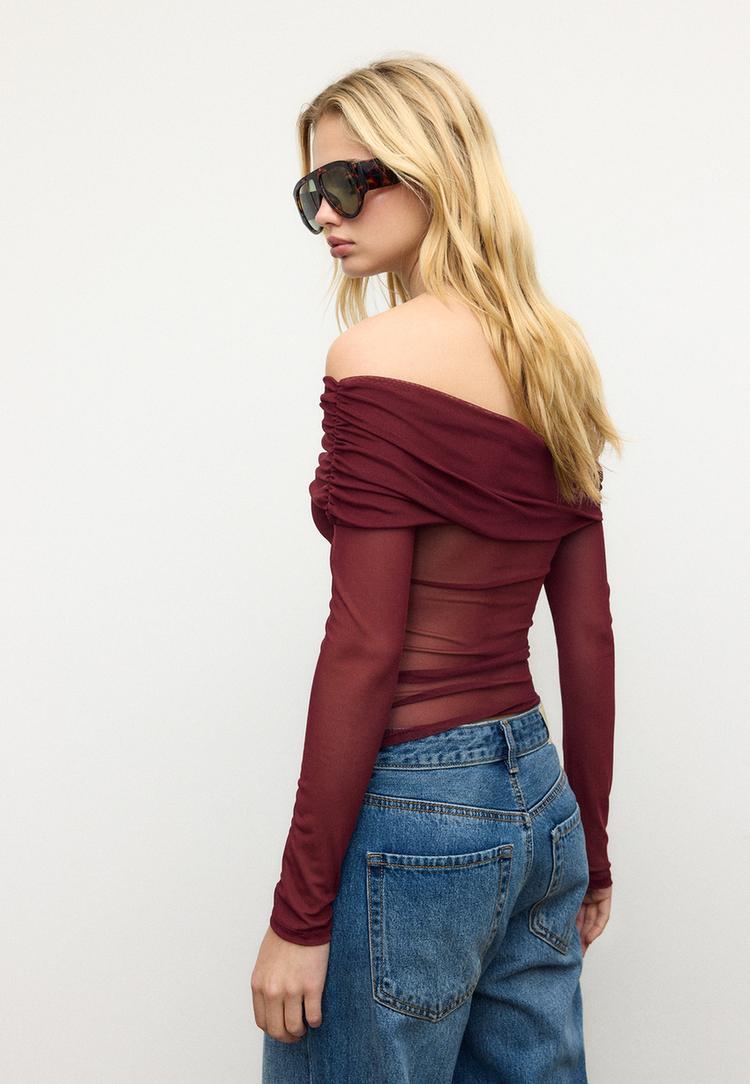 camiseta asimetrica tul