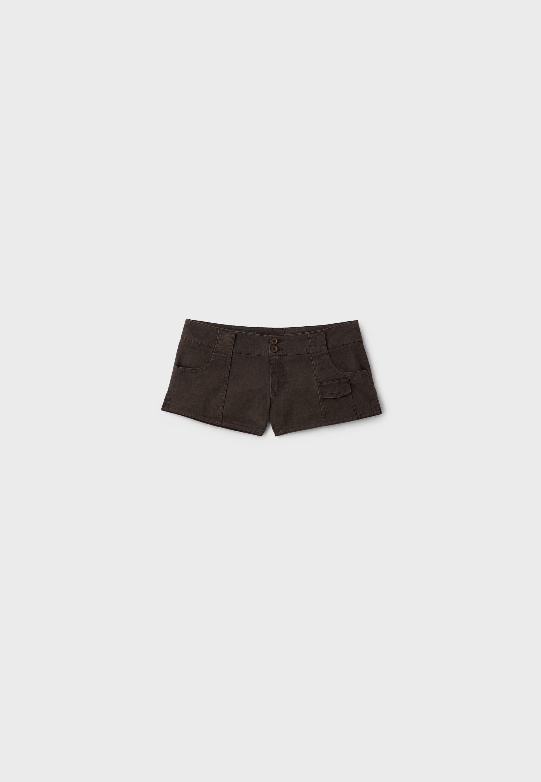 Regular fit pocket mini shorts — Brown