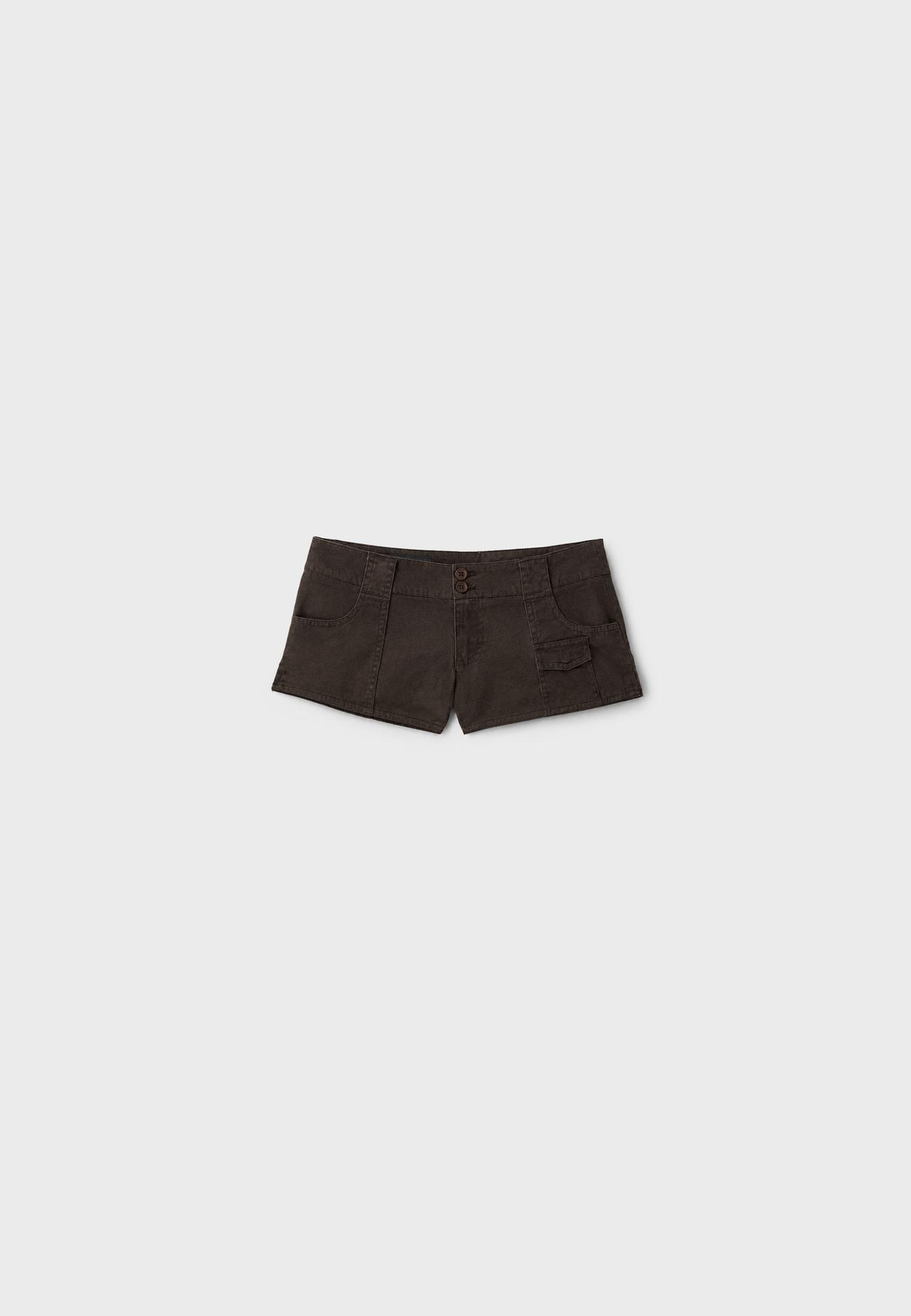 Regular mini shorts with pockets — Brown