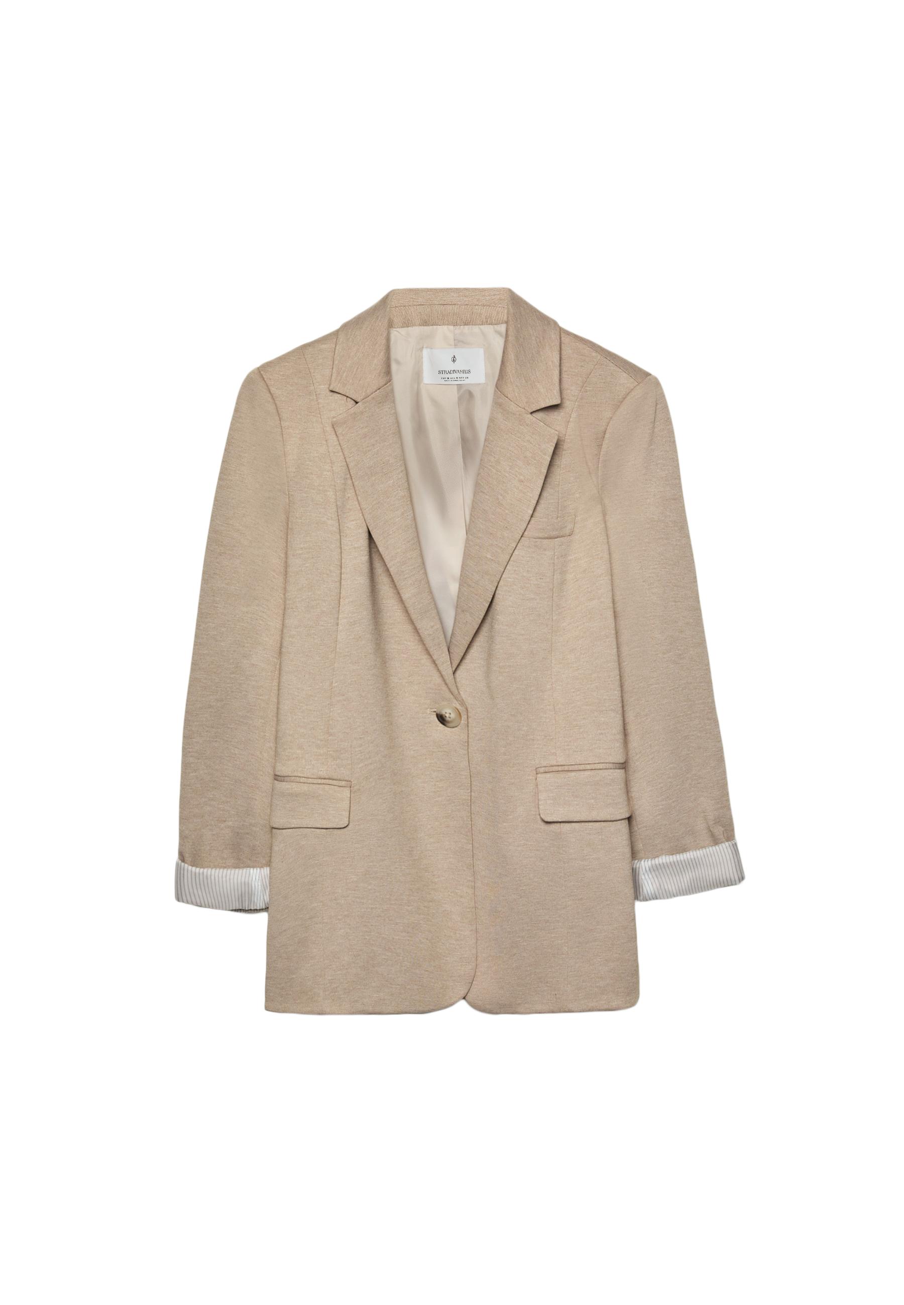 Basic knit blazer — Ecru
