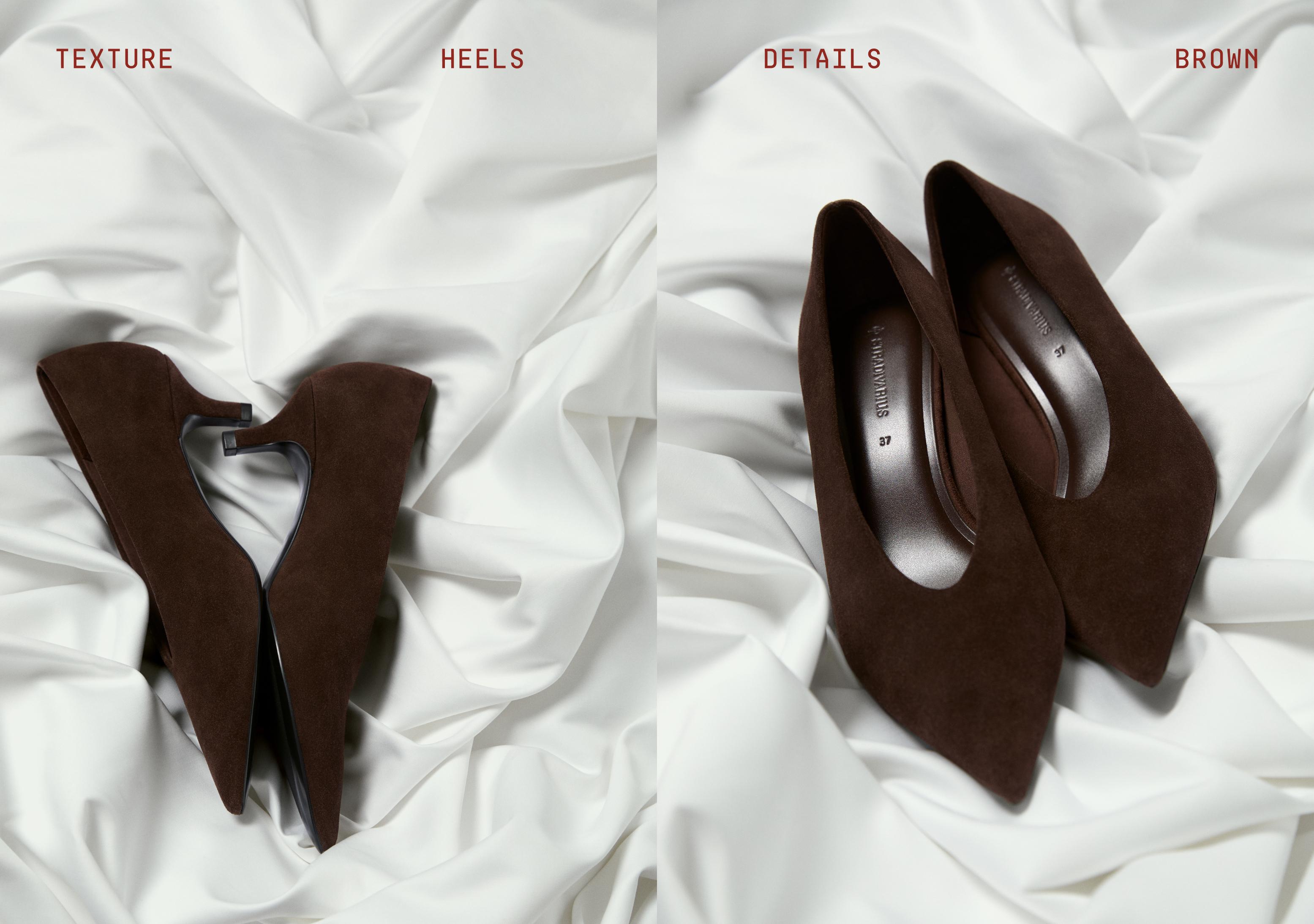Closed leather heel shoes — BROWN