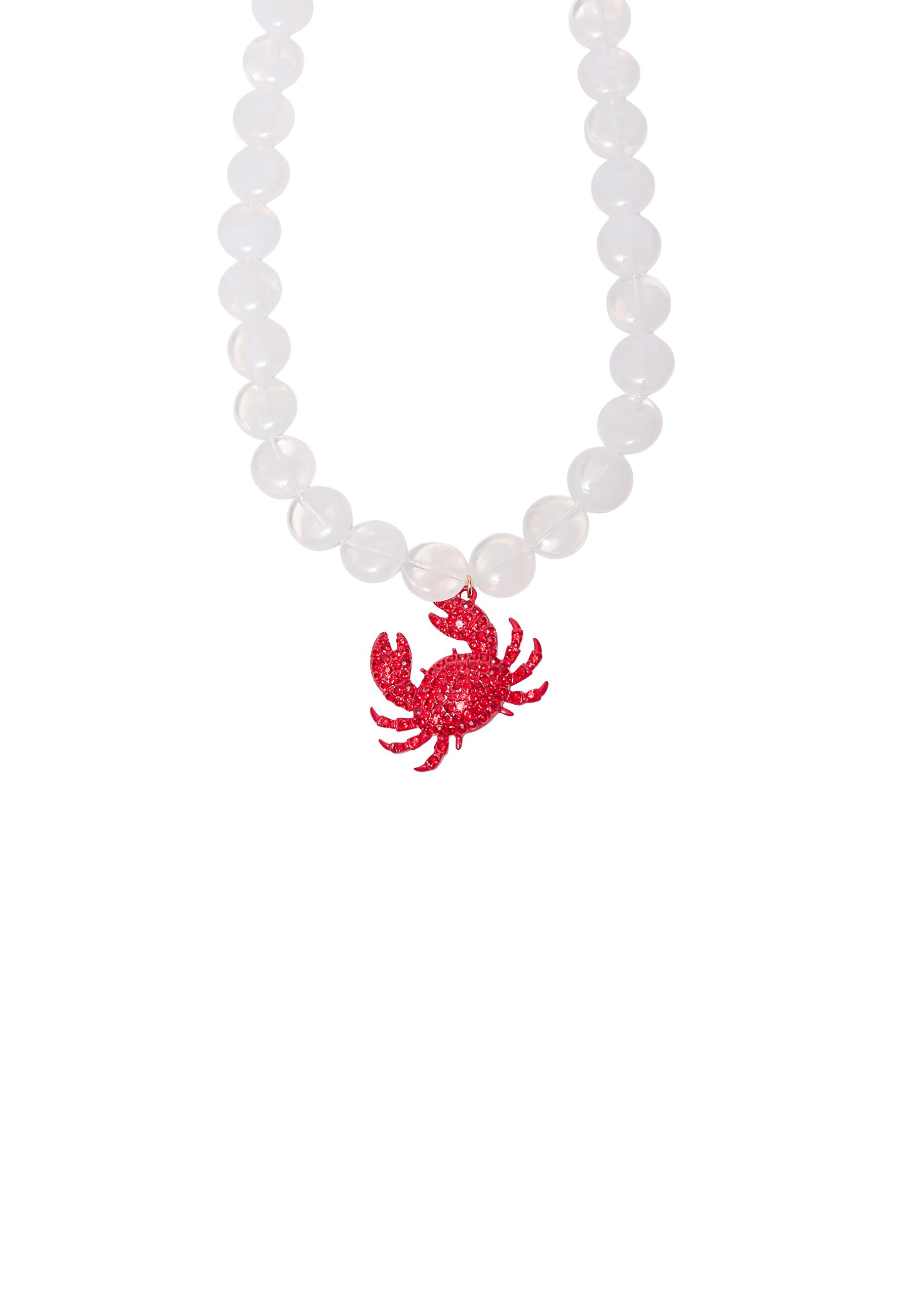 Rhinestone crab necklace — Red
