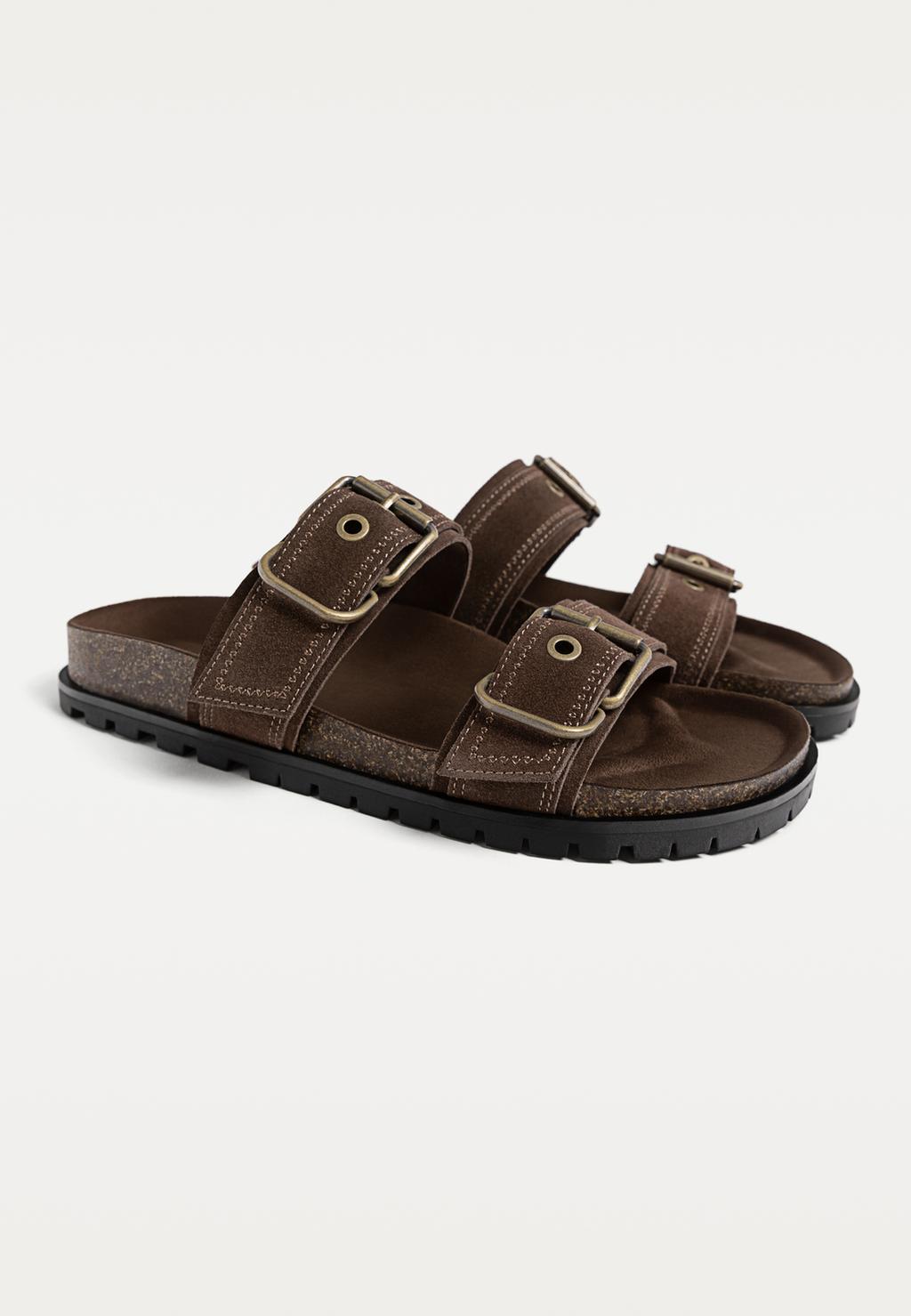 Sandalias planas piel