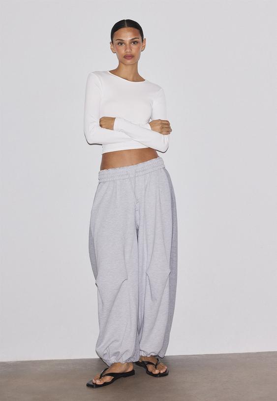 Stradivarius Long Sleeve Polyamide T-Shirt White M