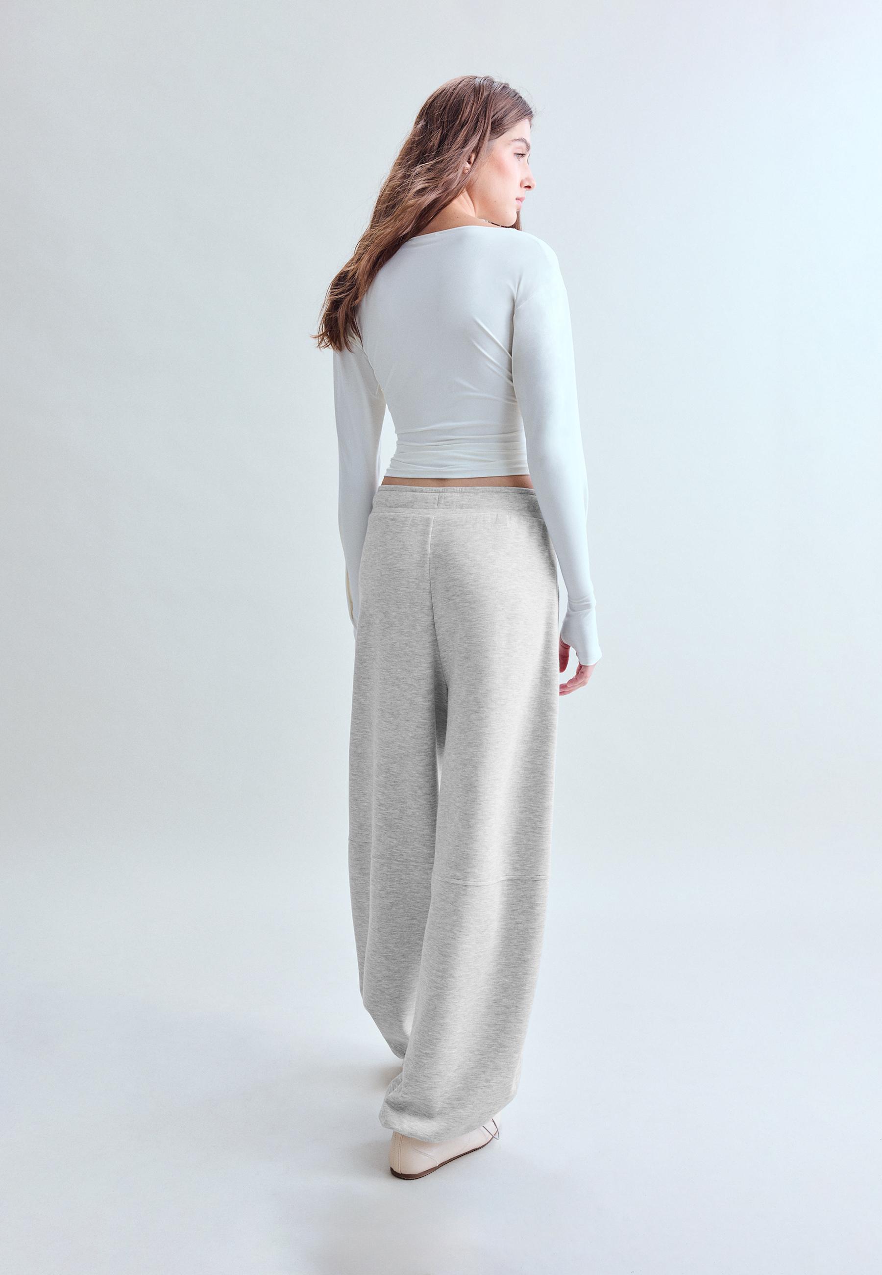 Soft-touch barrel joggers with stoppers — Grey melange