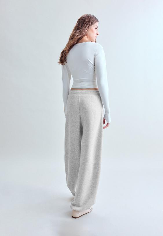 Stradivarius Soft-Touch Barrel Jogger Trousers Grey Melange S