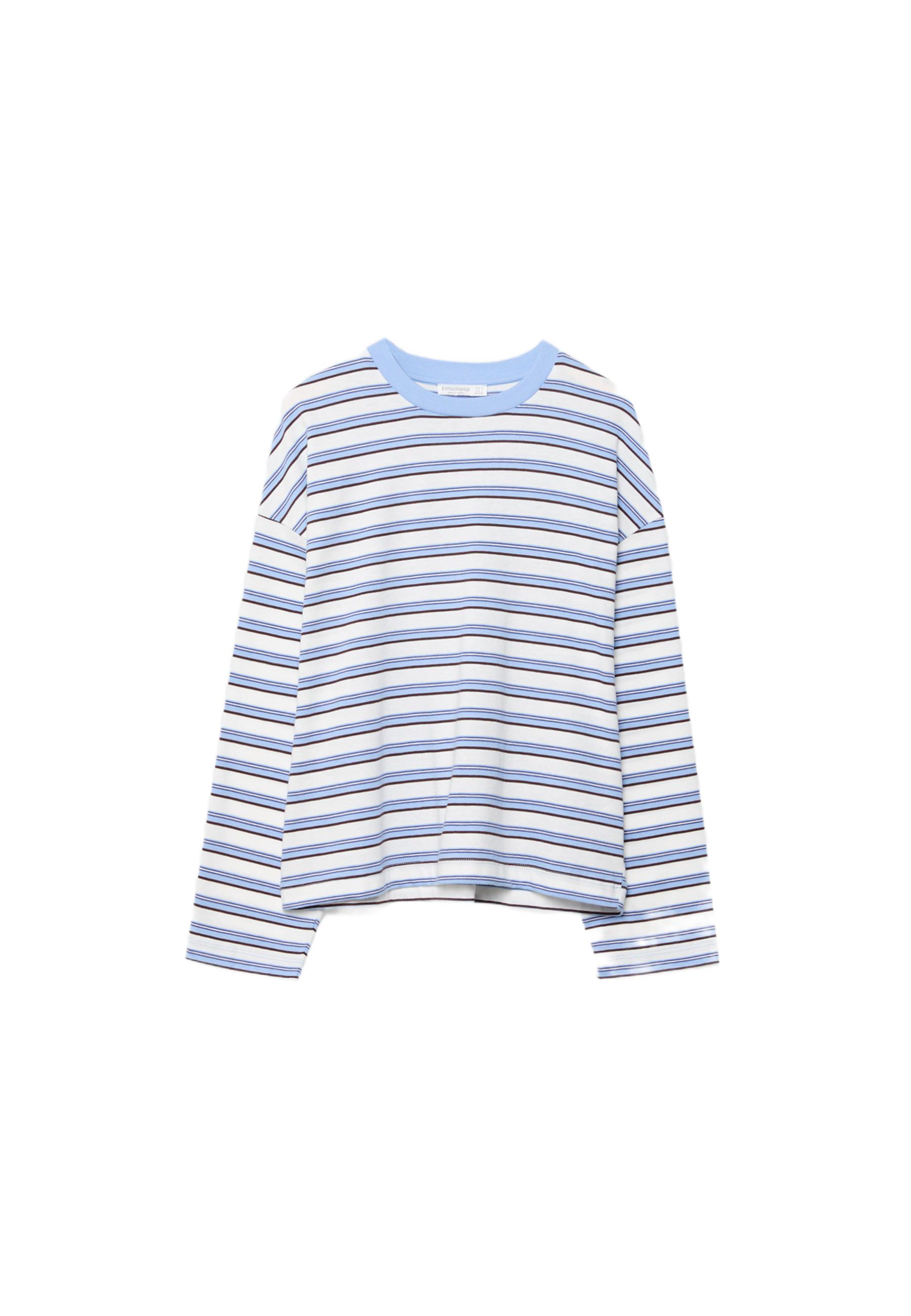 Oversize long sleeve striped T-shirt — Royal blue