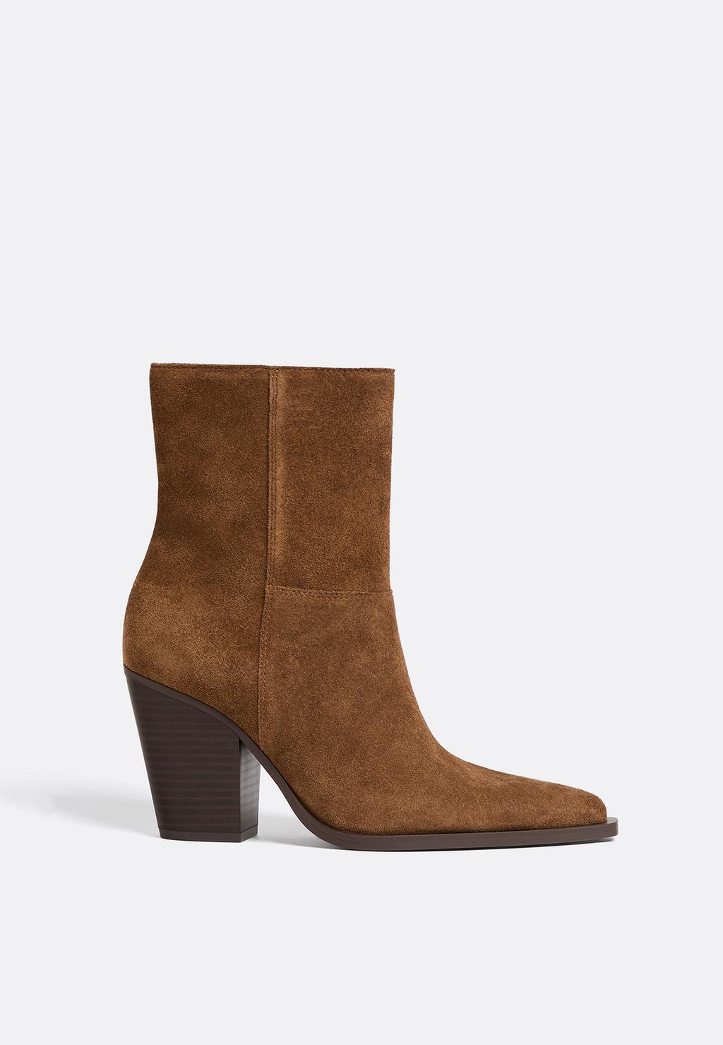 Leather cowboy ankle boots