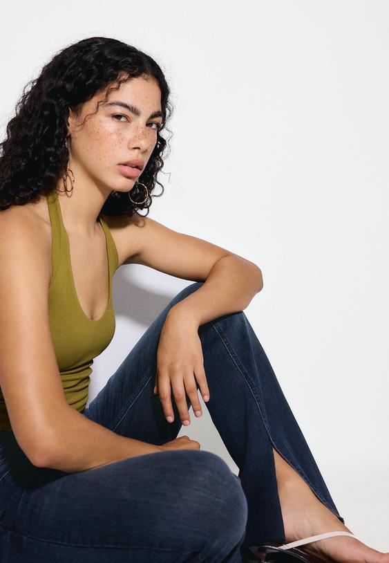 d74 jeans flare slit