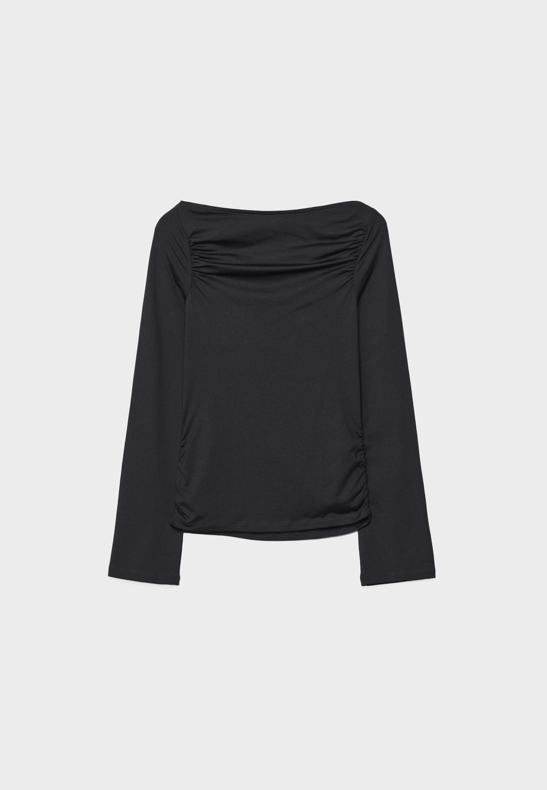 Mujer Stradivarius Stradivarius Blusa Negra Negra Stradivarius