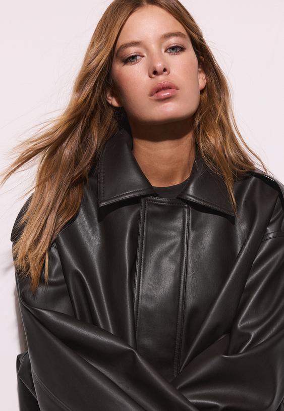 blouson motard oversize en similicuir