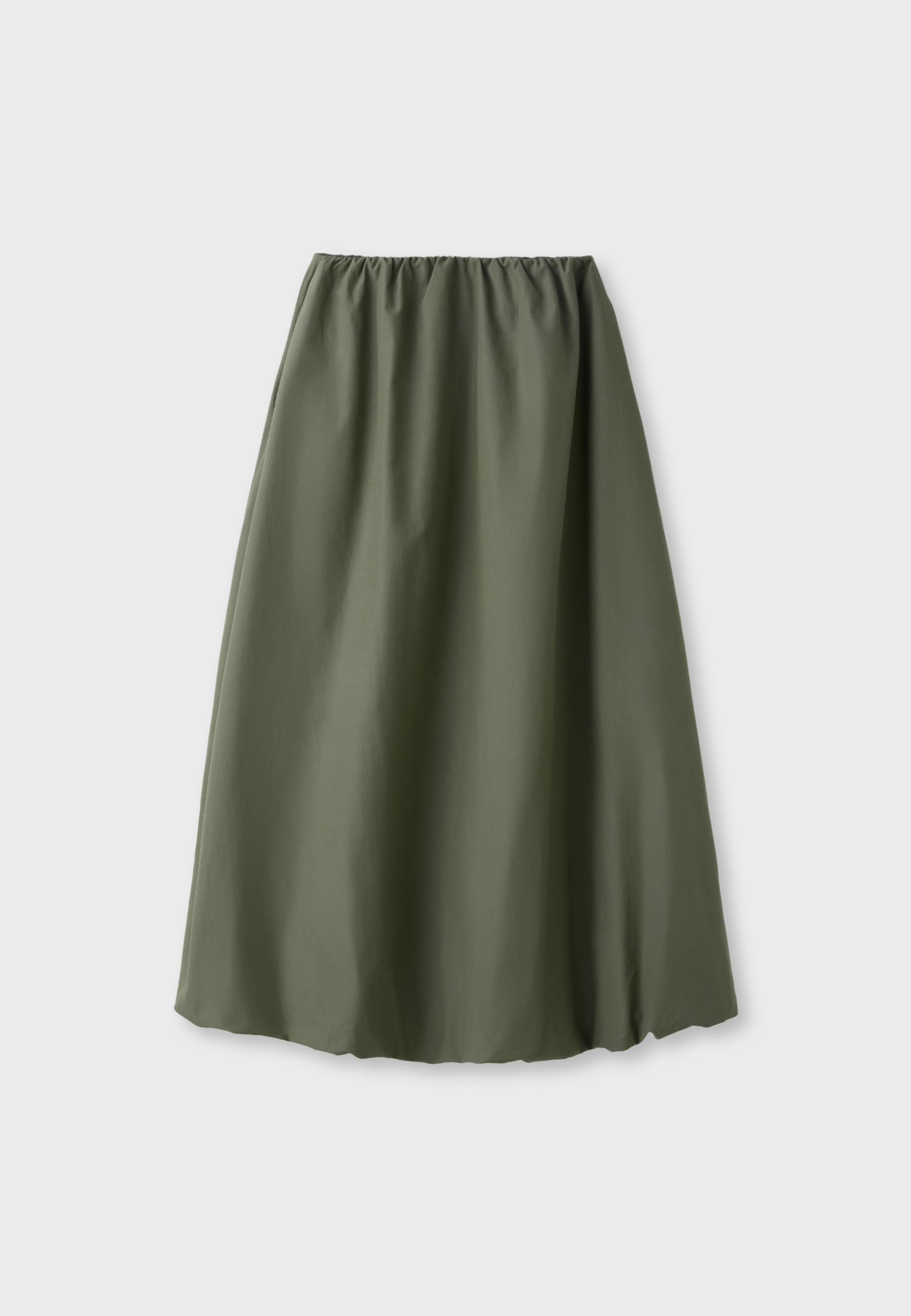 Poplin balloon maxi skirt — Khaki