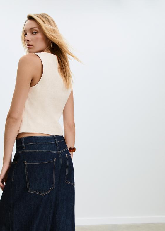 chaleco botones con lino