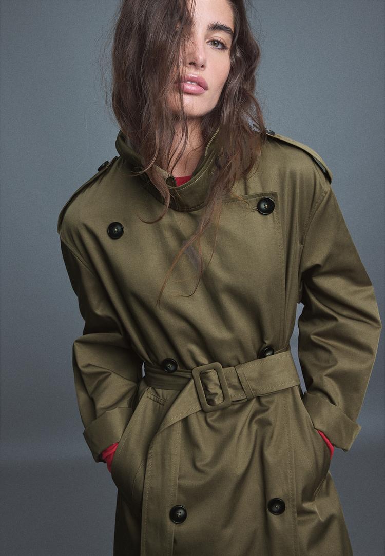 Long basic trench coat — Khaki