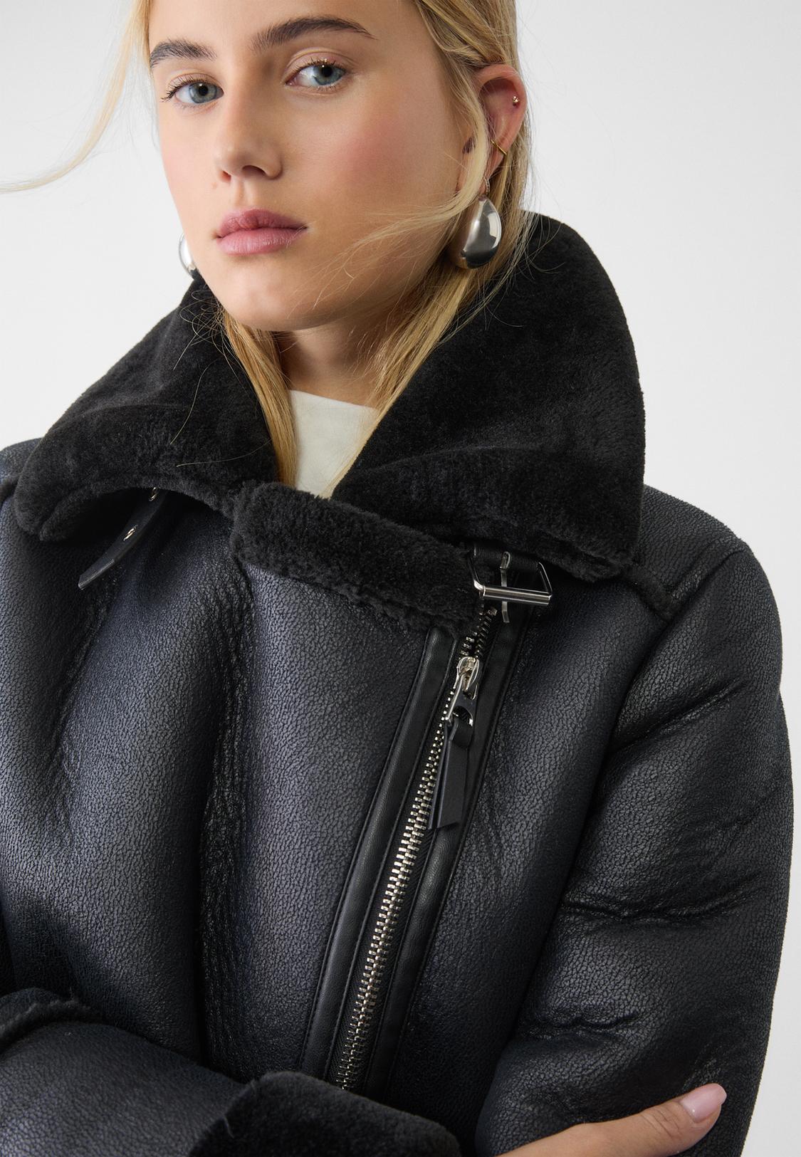 Lammfellmantel Bikerjacke Damen Fell Lederjacke Damen Mit Fell