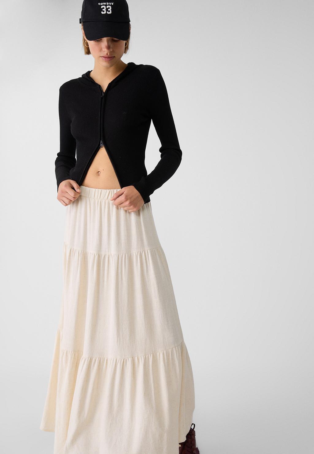 Flowing linen blend skirt