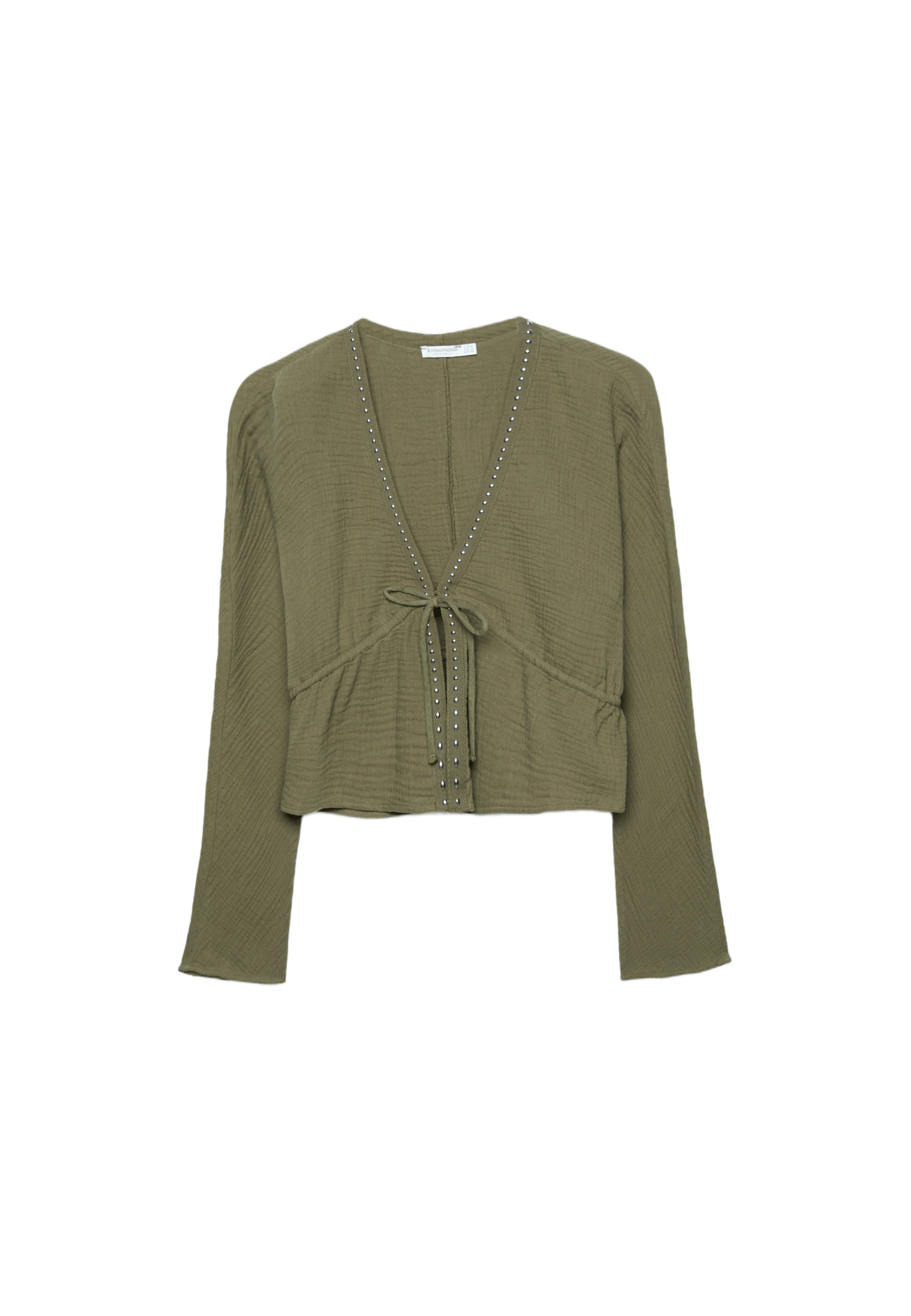 Open studded shirt — Khaki