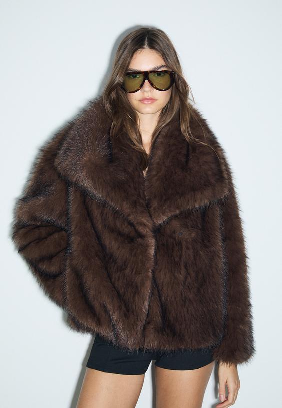 cropped faux fur jacket