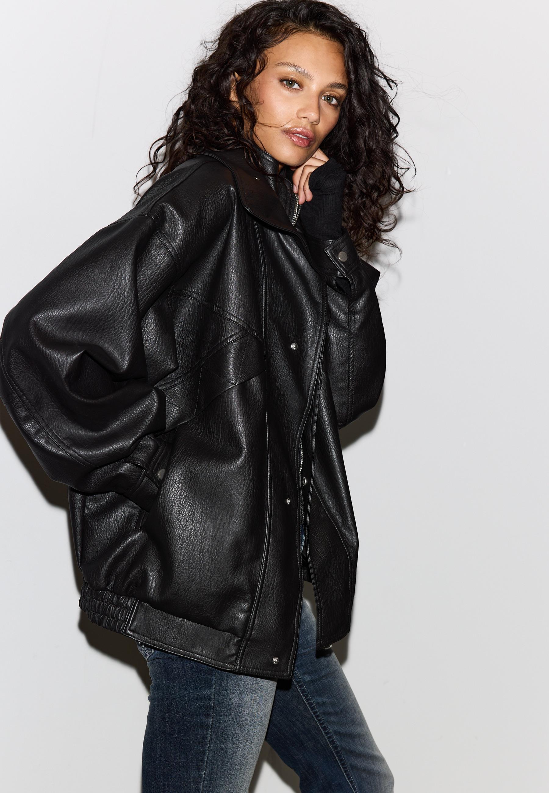 Oversize faux leather jacket - Women's fashion | Stradivarius Ukraine
