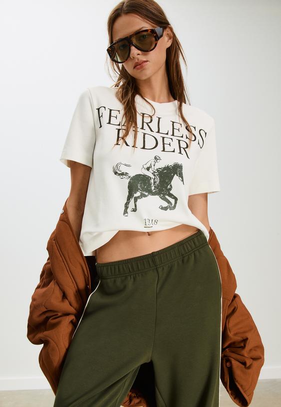 flocked print t shirt