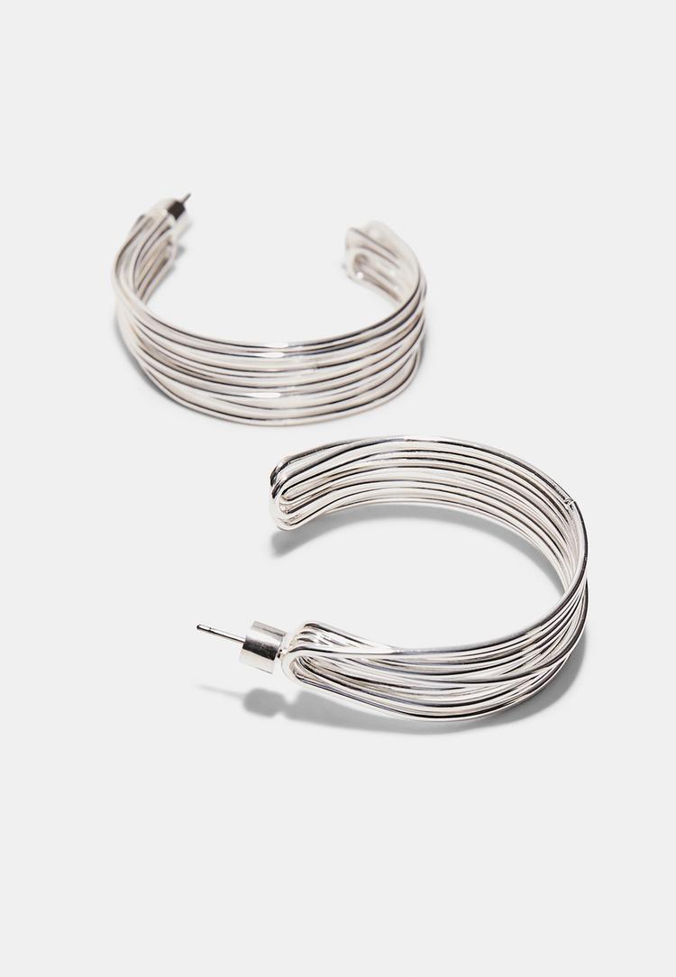 Stradivarius Σκουλαρίκια Κρίκοι Γκρι Os φωτογραφία